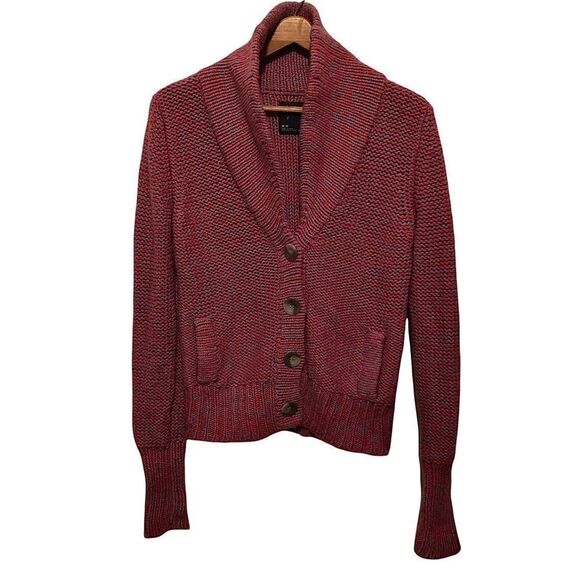 American Eagle Outfitters Sweaters - American Eagle Cowl Neck Button Down Cardigan Sweater Red Blue Wool Women’s M